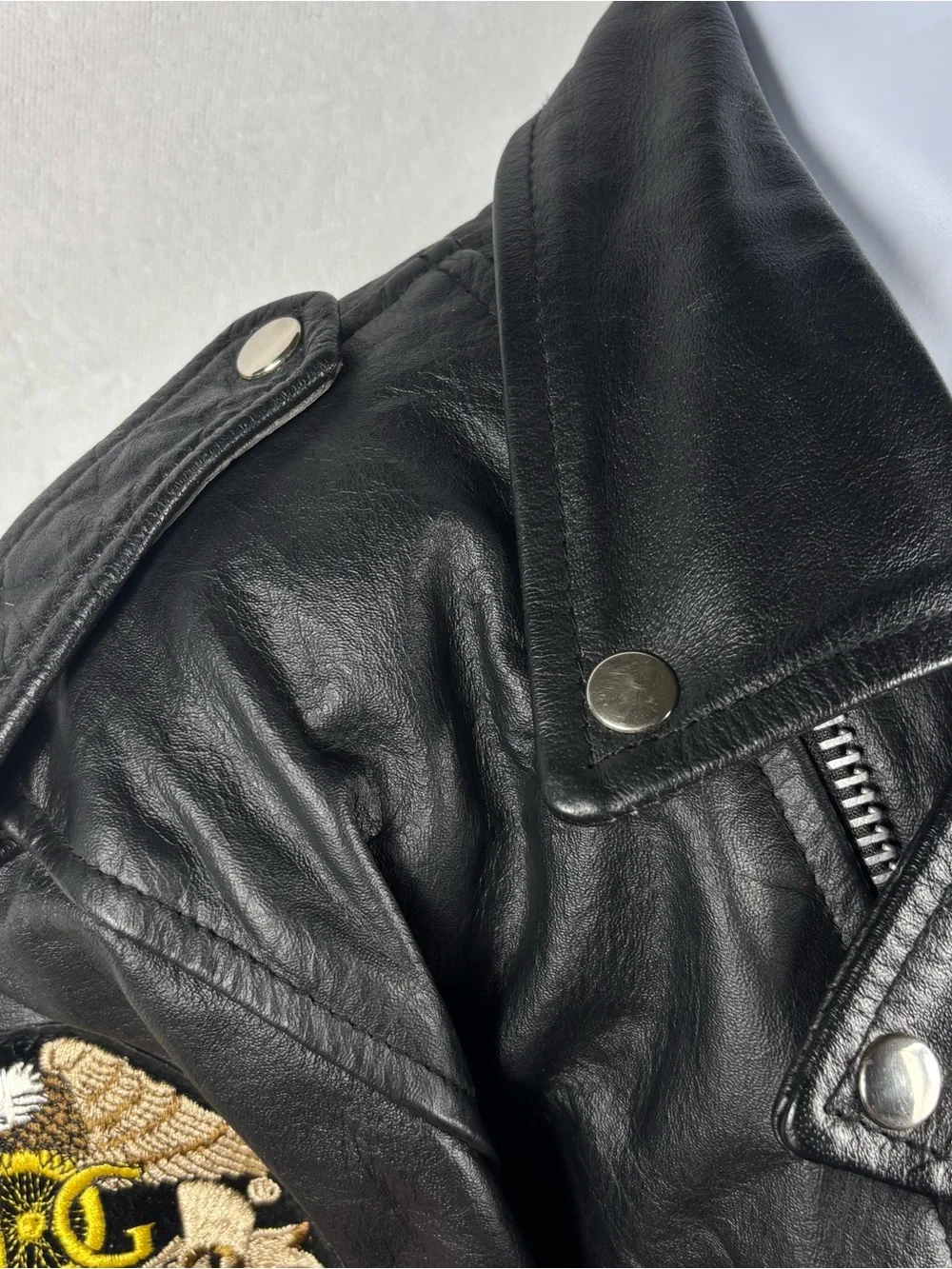 Authentic Event Leather Harley Davidson Patched Moto Bomber Jacket with HD Logo